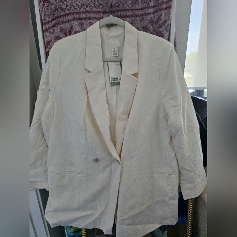 H&M White Blazer Classic Suit Jacket